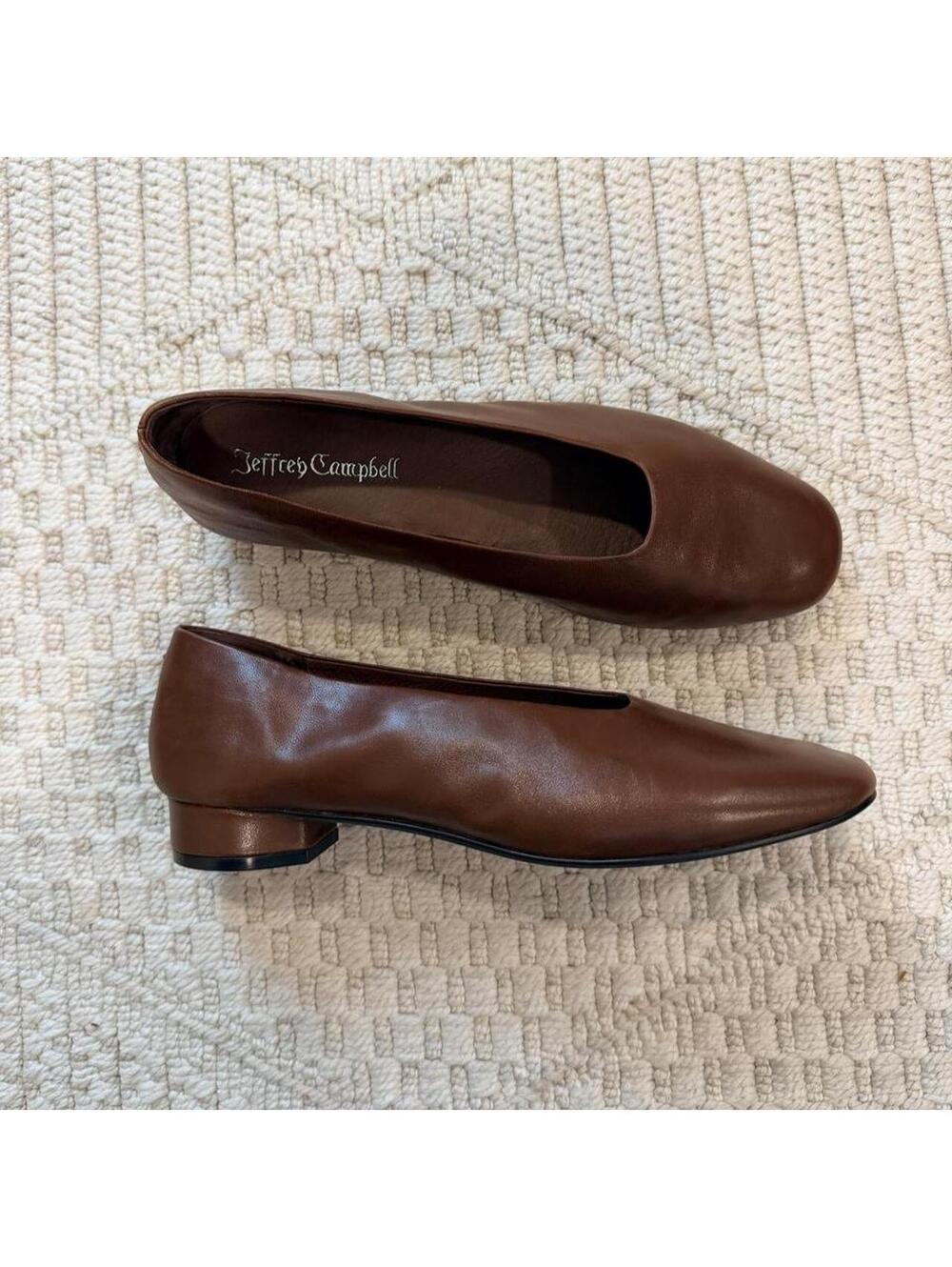 Jeffrey Campbell Trustee Chocolate Leather Ballet Flats